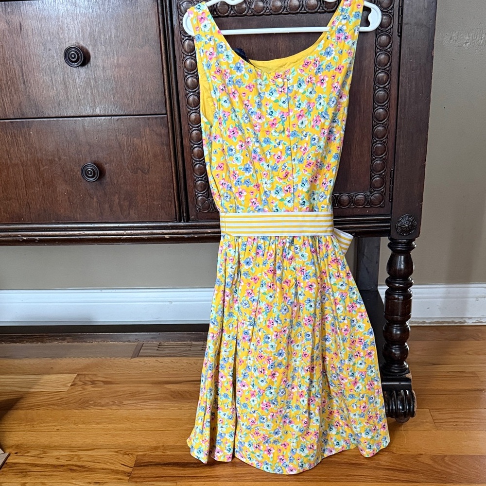 Polo Ralph Lauren Yellow Kids Dress with Belt Easter Spring Girl’s 12 - Picture 4 of 9